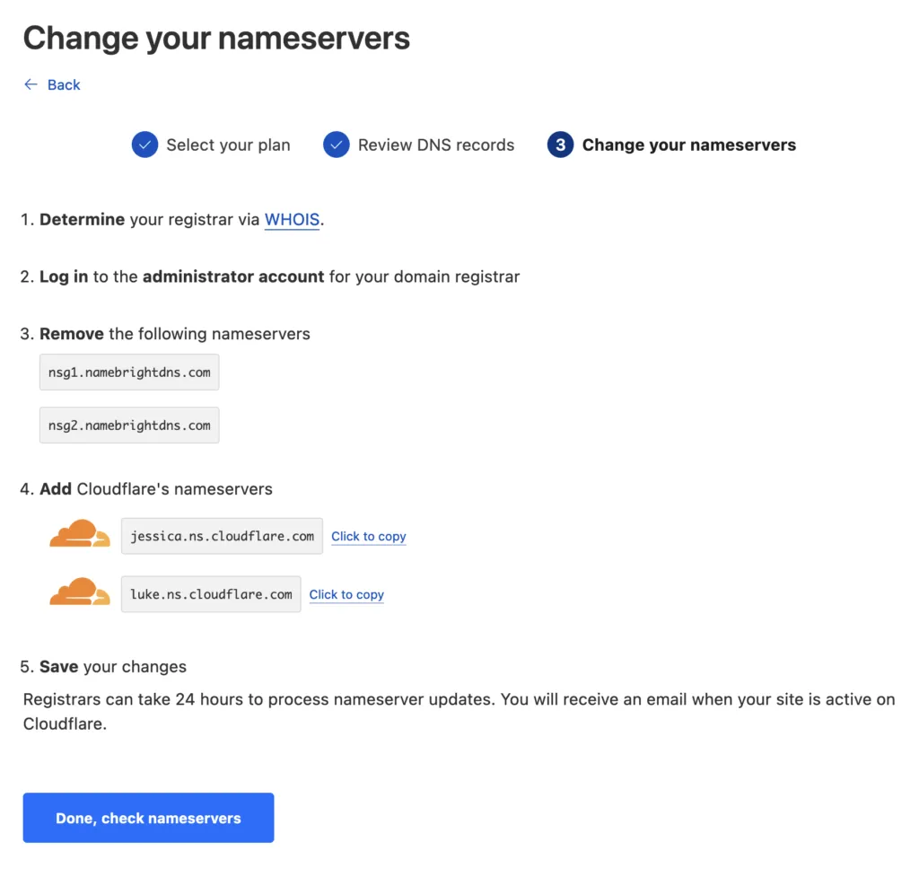 Cloudflare nameservers