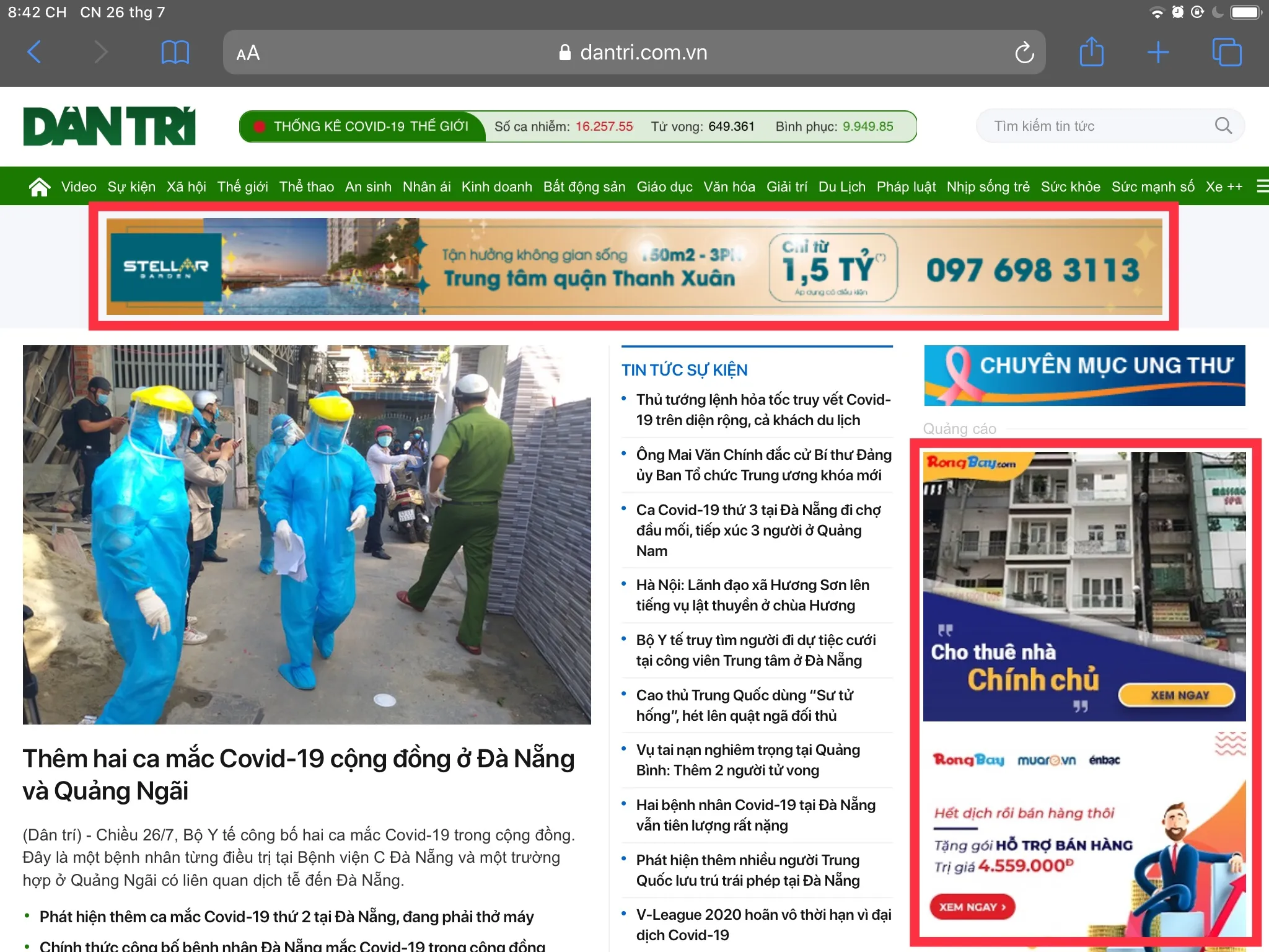 Quảng cáo xuất hiện khi không bật Firefox Focus